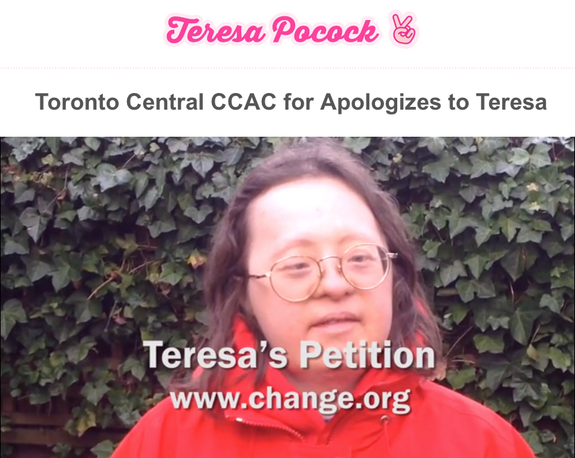 Toronto Central CCAC Apologizes to Teresa